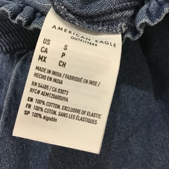 American Eagle Women Size SM Wide Leg Chambray Cropped Pants Ankle Cotton Denim - Picture 8 of 11